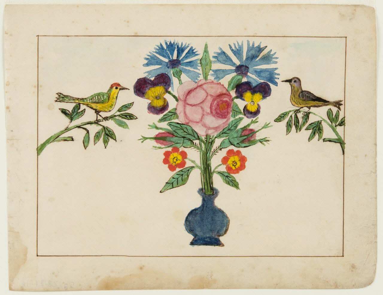 dessin Vase de fleurs et oiseaux 1959.28.21.19 Photo