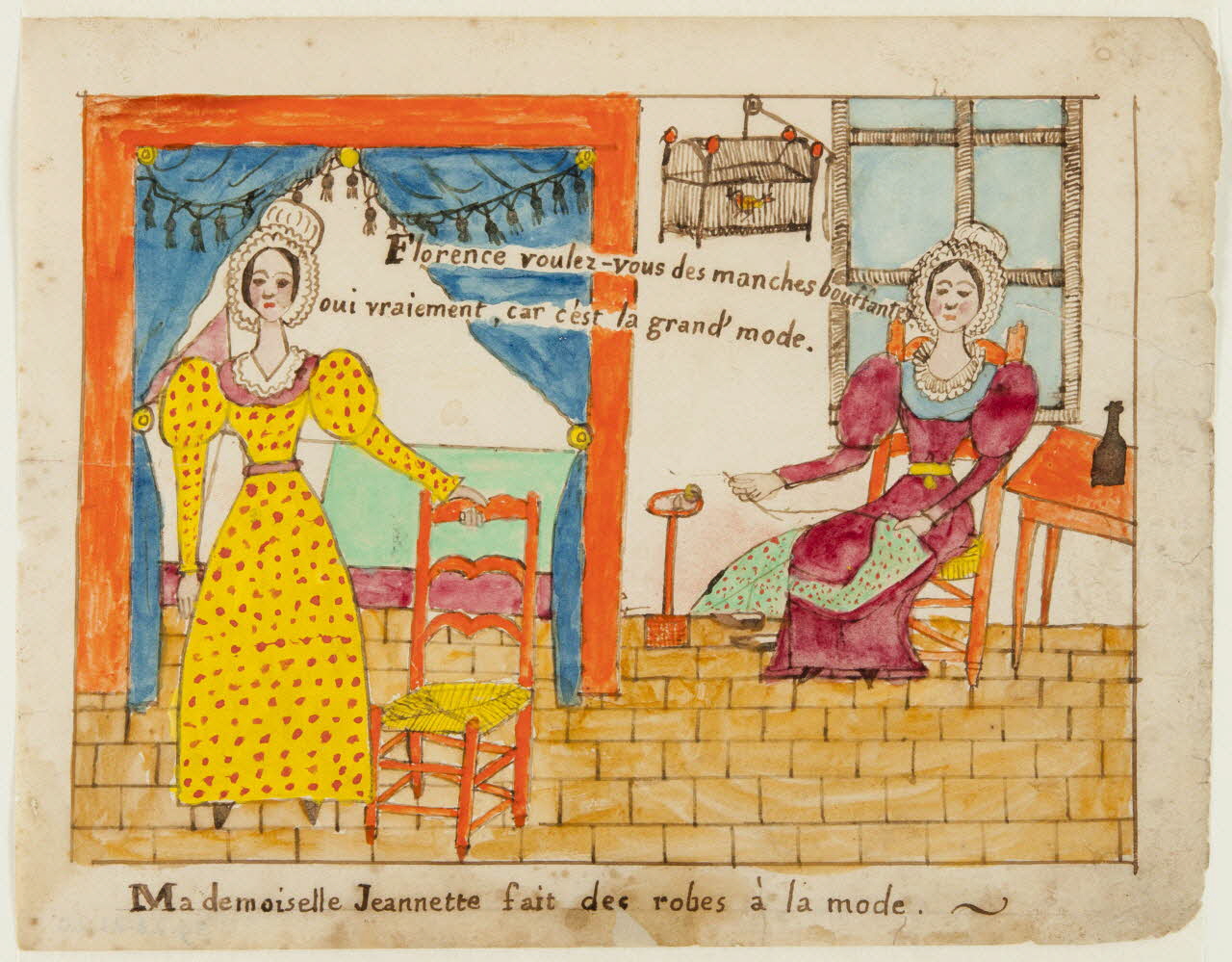 dessin Mademoiselle Jeannette fait des robes à la mode. 1959.28.21.20 Photo