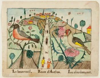 dessin Le bouvreuil. Route d'Authon. Le chardonneret. 1959.28.21.24  Photo