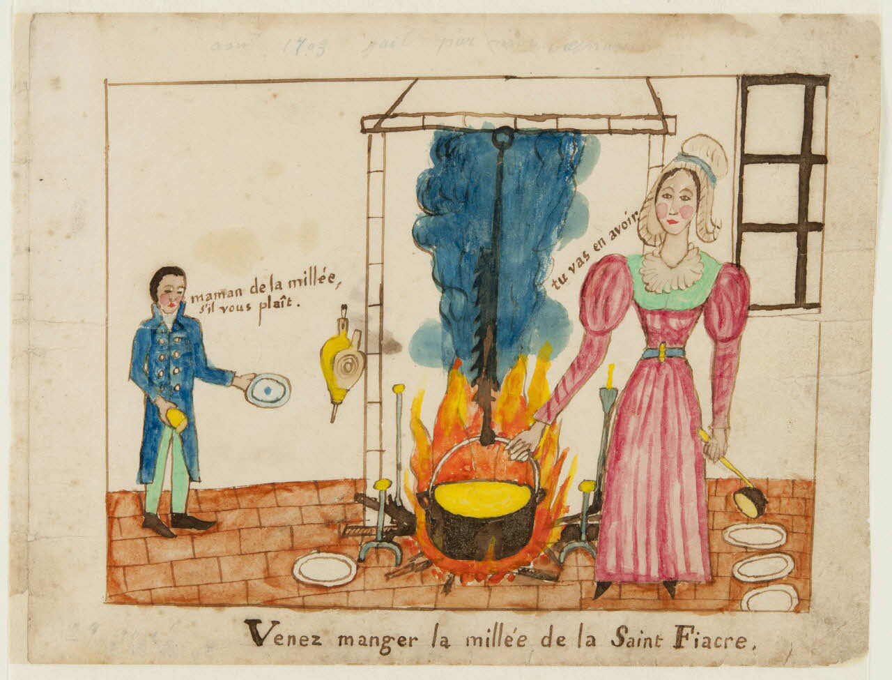 dessin Venez manger la millée de la Saint Fiacre. 1959.28.21.3 Photo