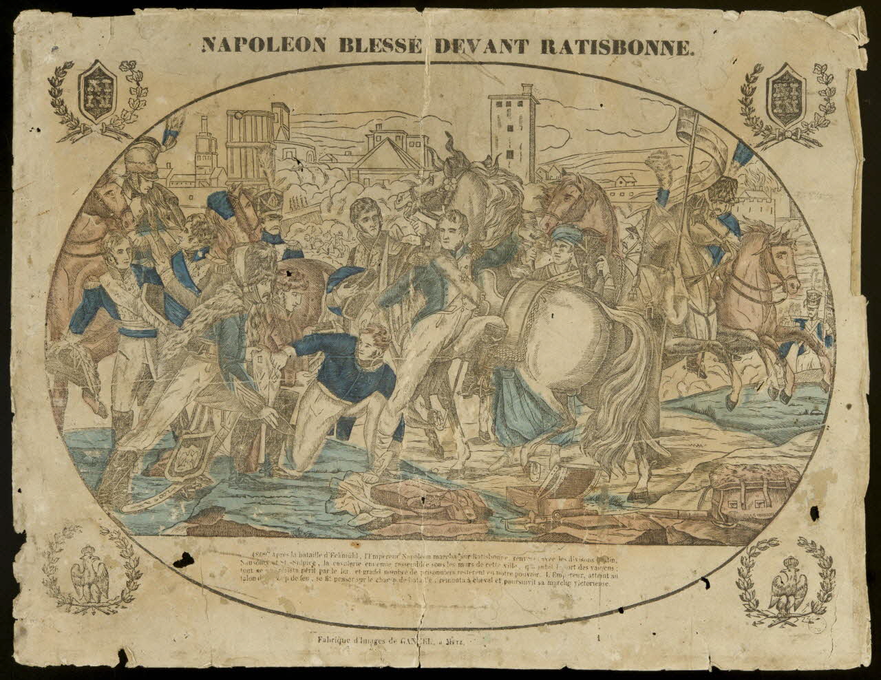 Charles Nicolas Gangel estampe NAPOLEON BLESSE DEVANT RATISBONNE. France 1852-1858 1959.32.1 Photo