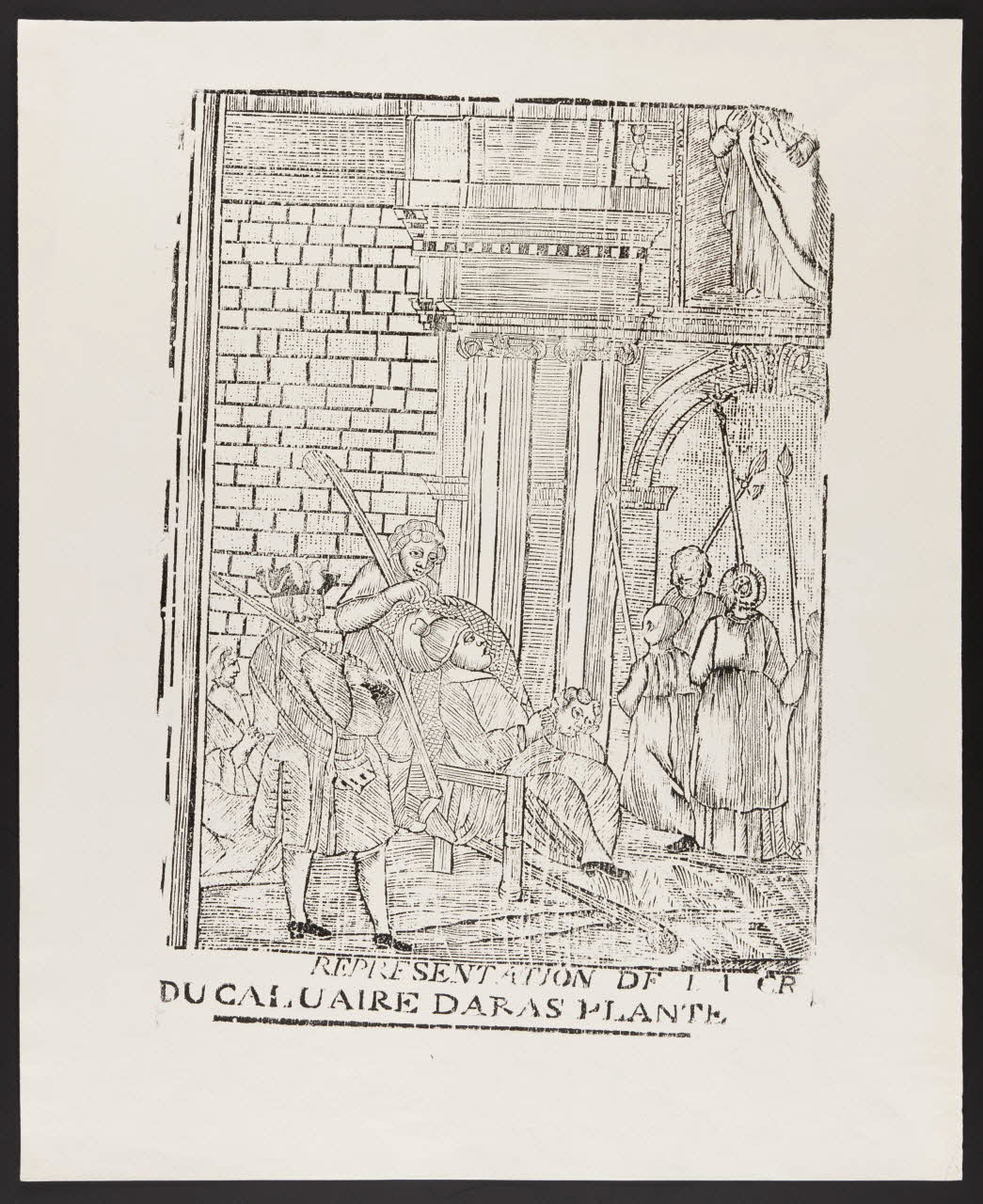 estampe REPRESENTATION DE LA CR.  DU CALVAIRE DARAS PLANTE 1960.11.8 Photo