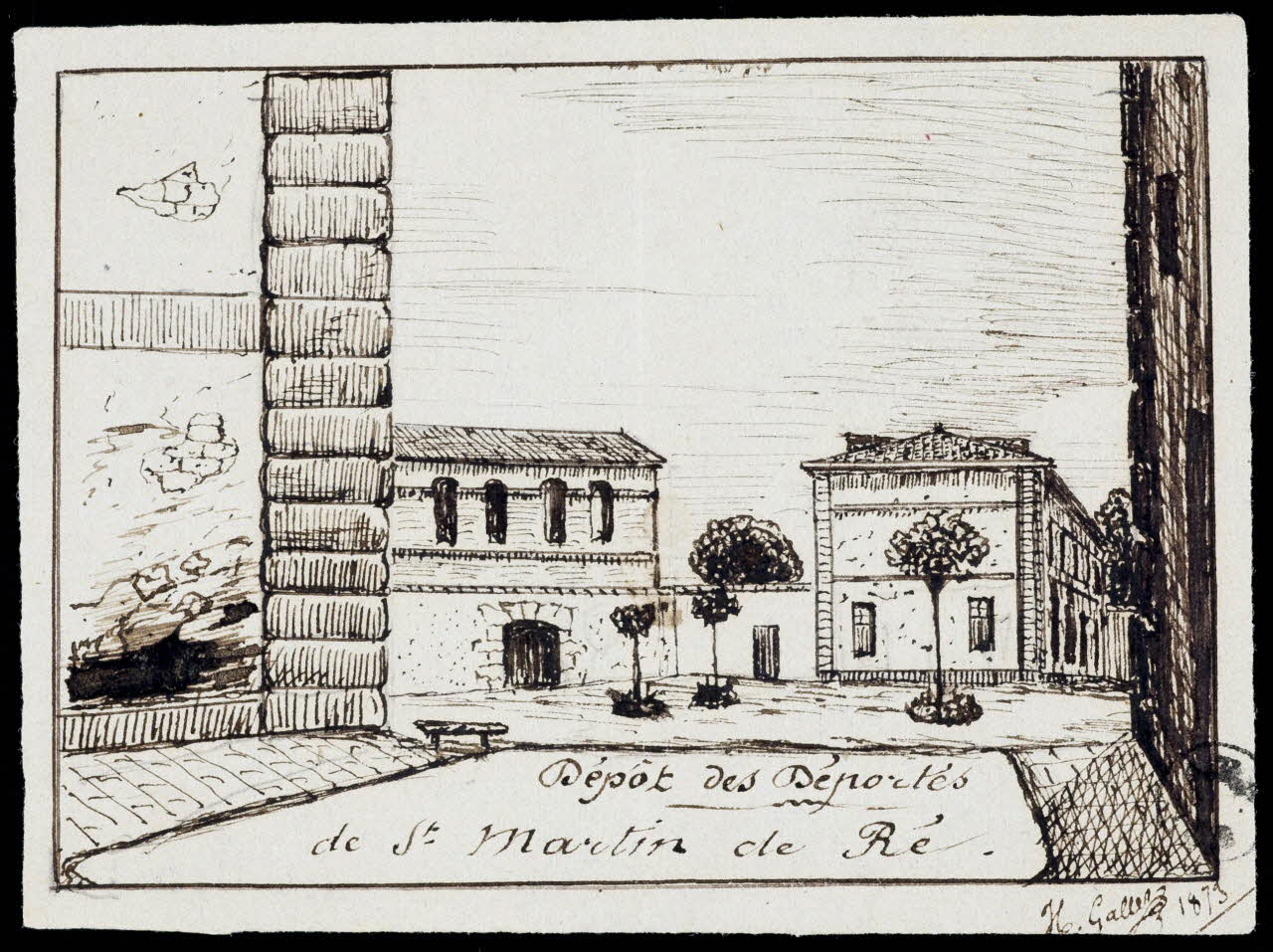 Gallet Hippolyte dessin Dépôt des Déportés  de St Martin de Ré. Saint-Martin-de-Ré 1873 1960.115.11 Photo