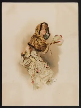 estampe Femme assise tenant un bouquet et un éventail fermé 1960.22.19 Photo