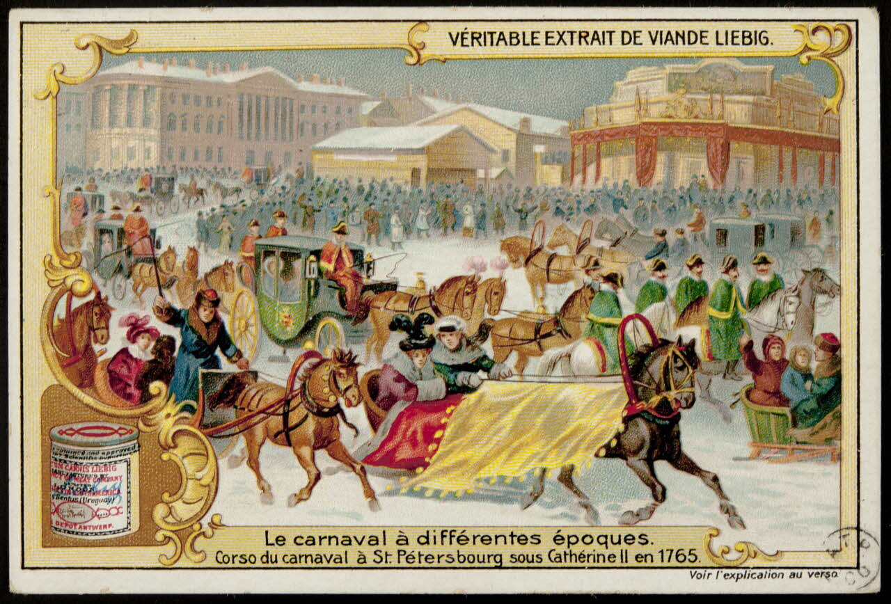 carte réclame Le carnaval à différentes époques. 1960.22.203 Photo