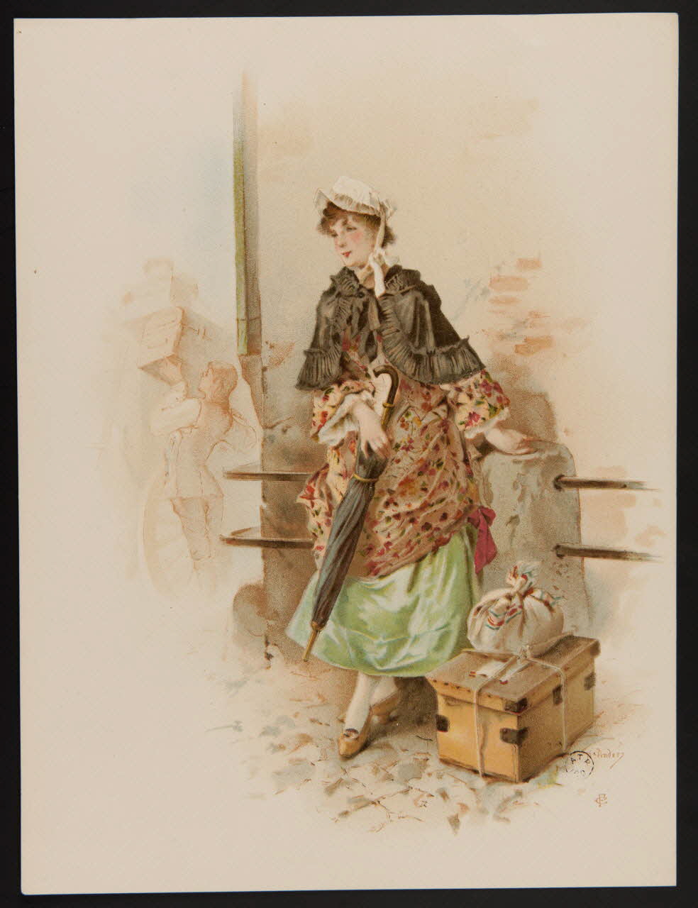 estampe Femme attendant avec ses bagages 1960.22.24 Photo