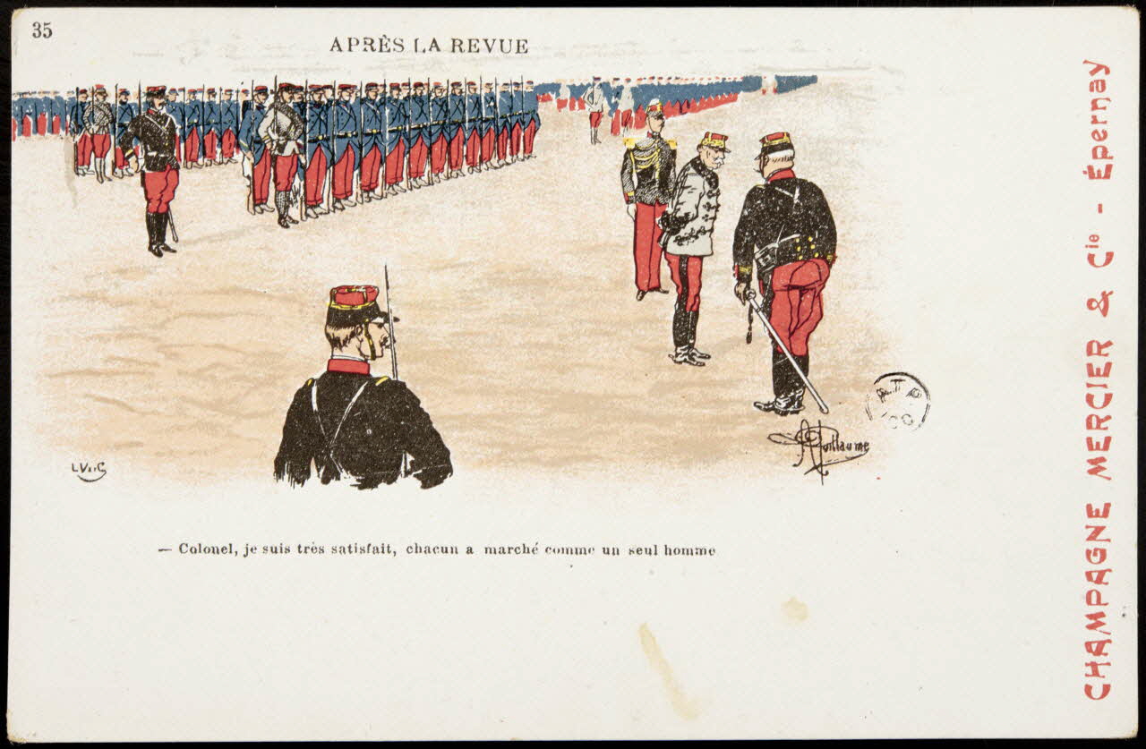 carte réclame APRES LA REVUE  - Colonel, je suis très satisfait, chacun a marché comme un seul homme. 1960.22.343 Photo