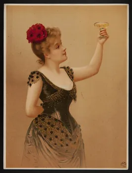estampe Jeune fille en robe 1900 tenant une coupe 1960.22.35 Photo