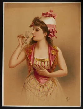 estampe Jeune fille en costume buvant une coupe 1960.22.36 Photo