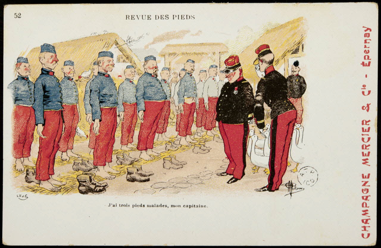 carte réclame REVUE DES PIEDS  J'ai trois pieds malades, mon capitaine. 1960.22.360 Photo
