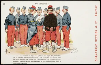 carte réclame AU RAPPORT  - ... Le colonel a reçu une plainte au sujet des réservistes  qui, en rentrant hier au cantonnement, ont interpellé une femme et lui  ont même envoyé des baisers. Le Colonel flétrit une pa 1960.22.361  Photo