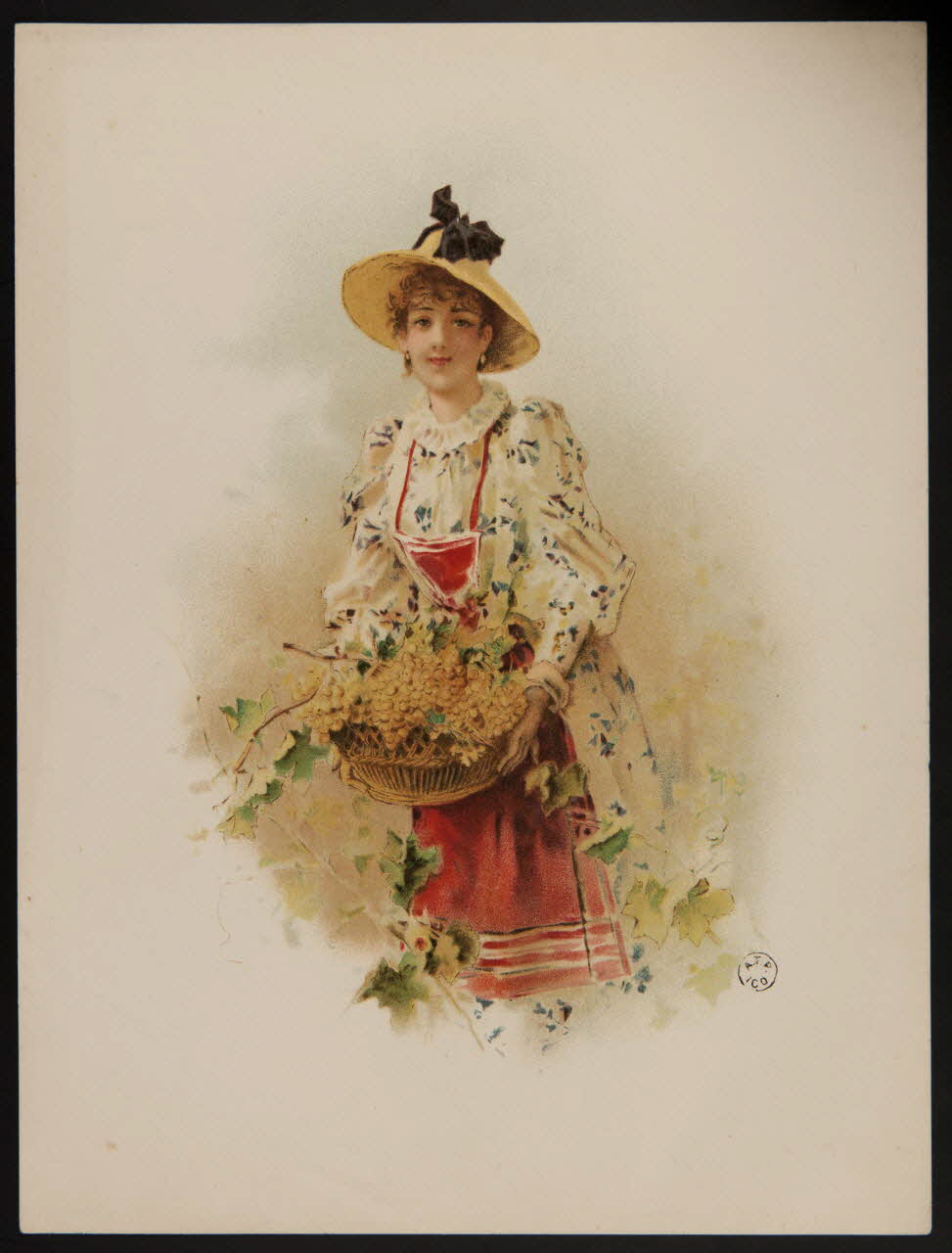 estampe Jeune fille au jardin portant un panier de raisins 1960.22.39 Photo