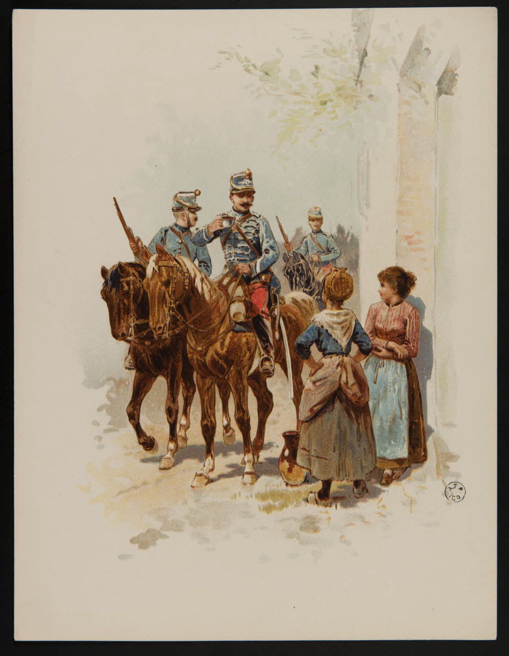 estampe Un militaire à cheval boit une tasse offerte par des paysannes 1960.22.87 Photo