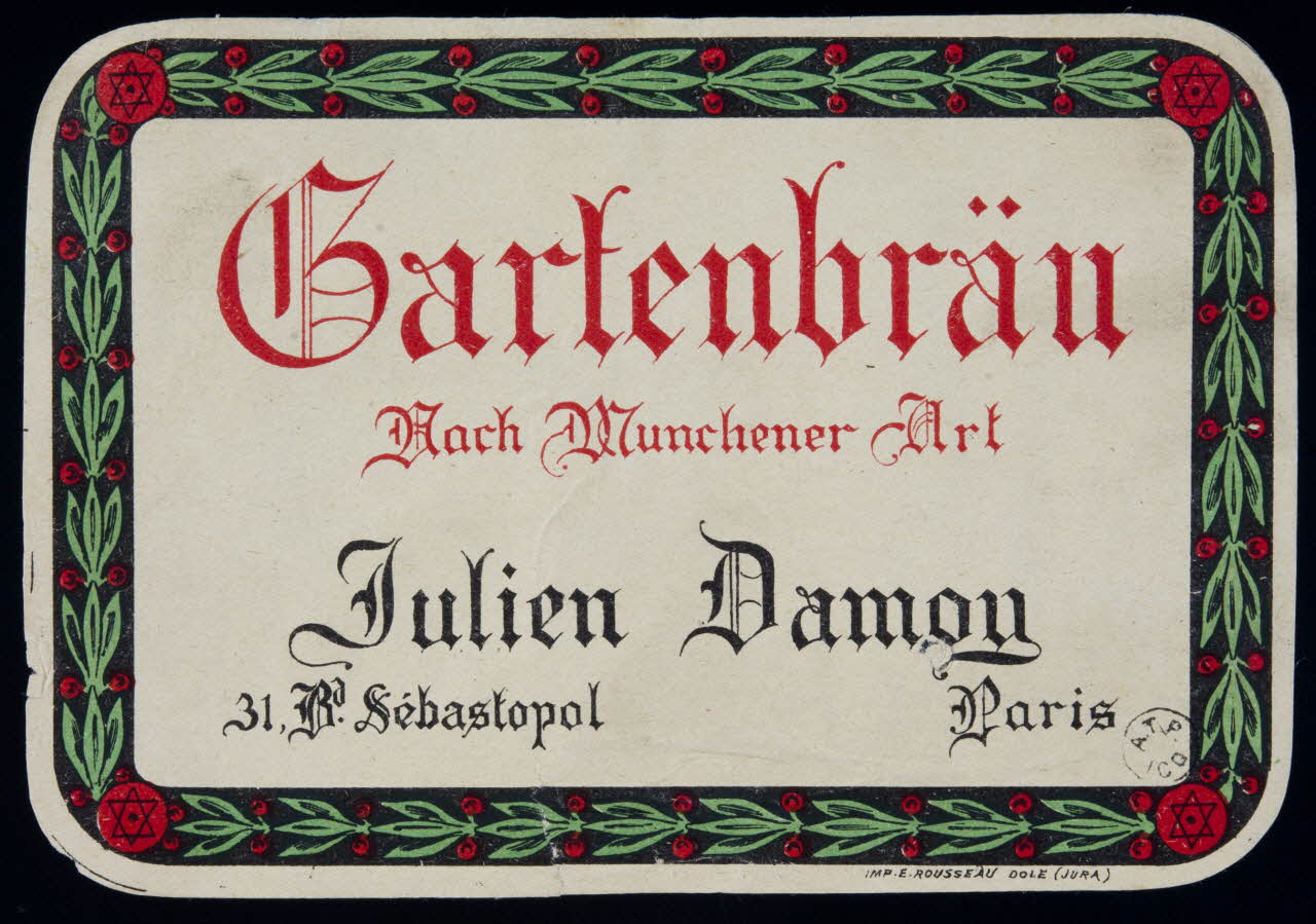 étiquette publicitaire Gartenbräu 1960.66.192 Photo