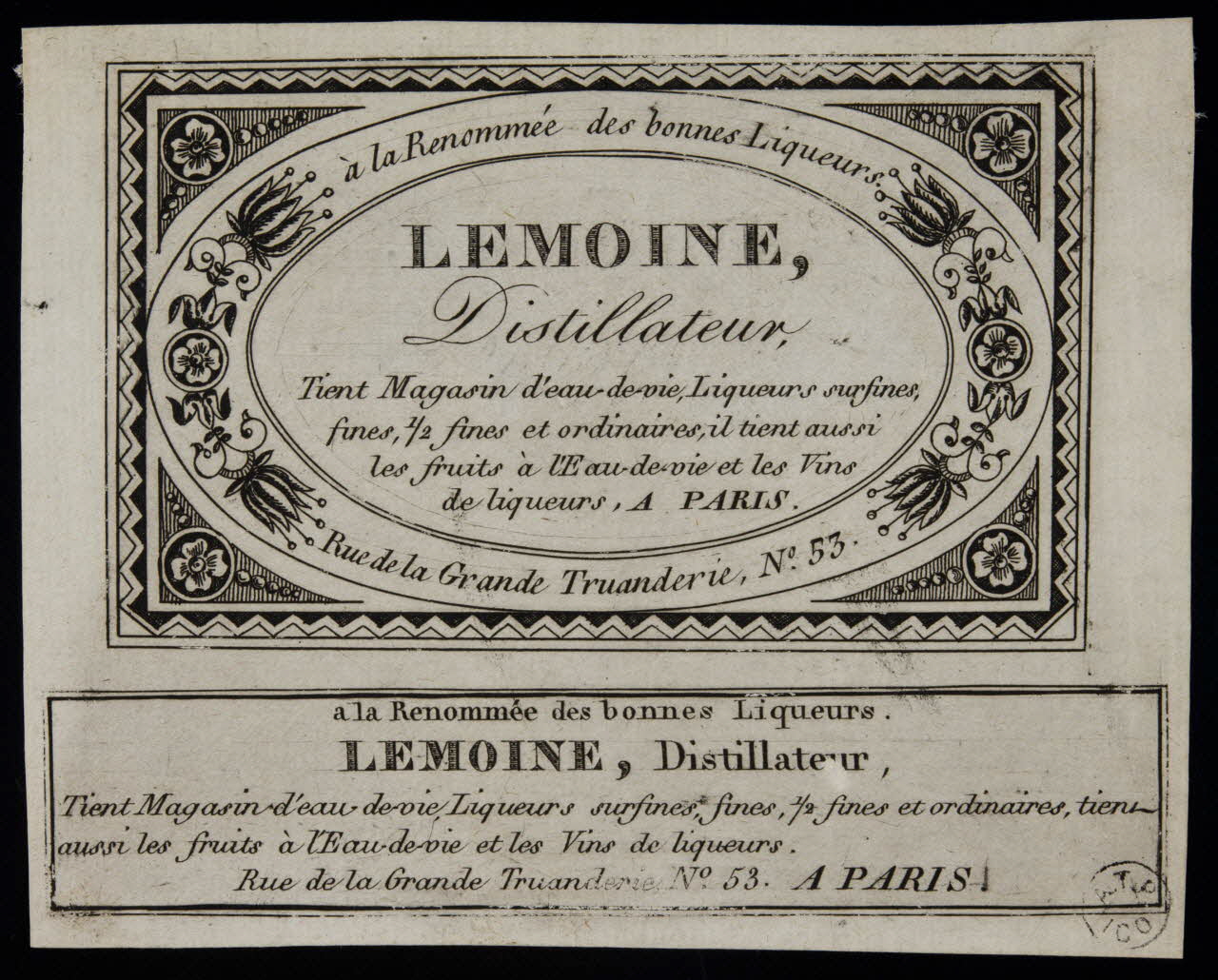 carte réclame LEMOINE,  Distillateur, 1960.66.202 Photo