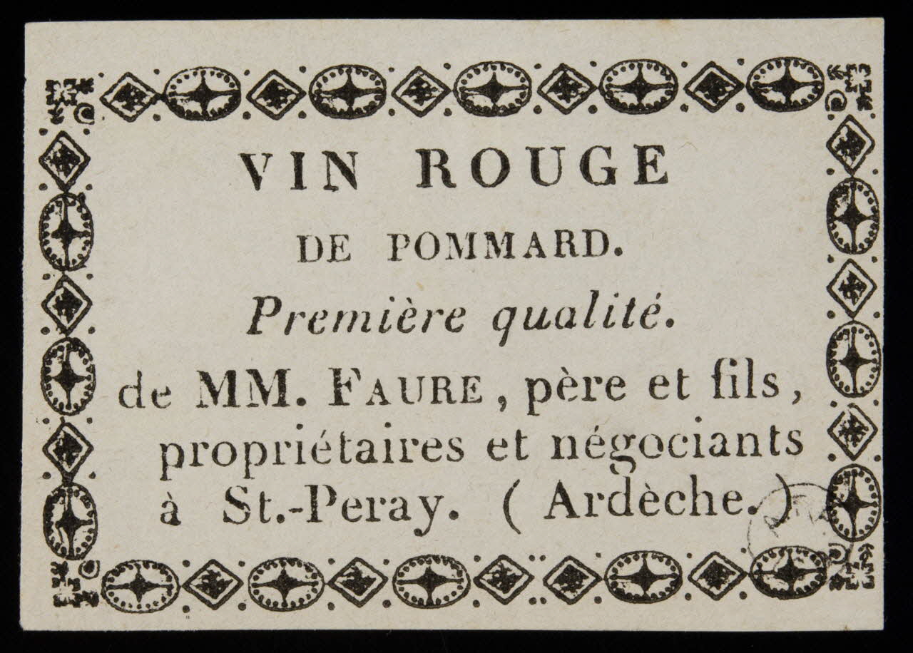 étiquette publicitaire VIN ROUGE  DE POMMARD. 1960.66.204 Photo