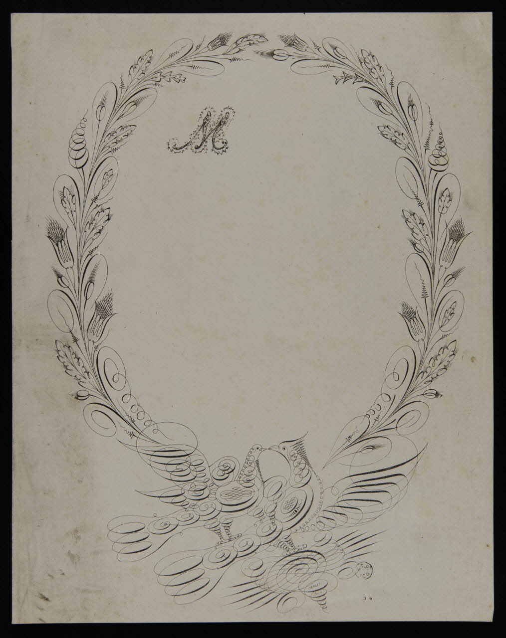 papier à lettre Oiseaux et couronne de fleurs 1960.66.256 Photo