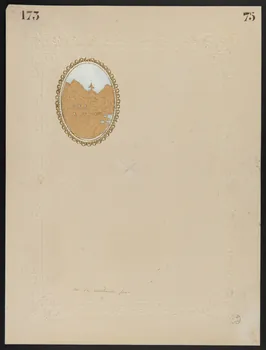 estampe Papier à lettre orné d'un médaillon représentant un chalet à la montagne 1960.66.307 Photo