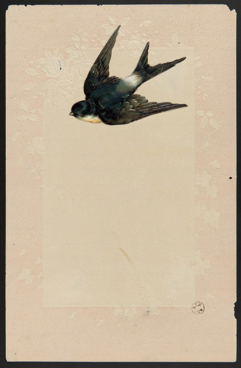 estampe Papier à lettre orné d'une hirondelle et d'un cadre rose 1960.66.320 Photo