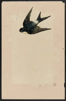 estampe Papier à lettre orné d'une hirondelle et d'un cadre rose 1960.66.320 Photo