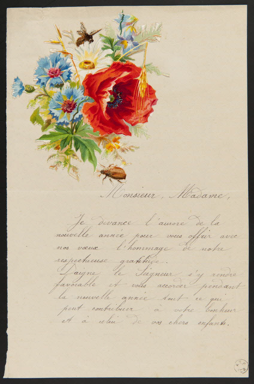 estampe Papier à lettre orné d'un coquelicot et de fleurs 1960.66.327 Photo