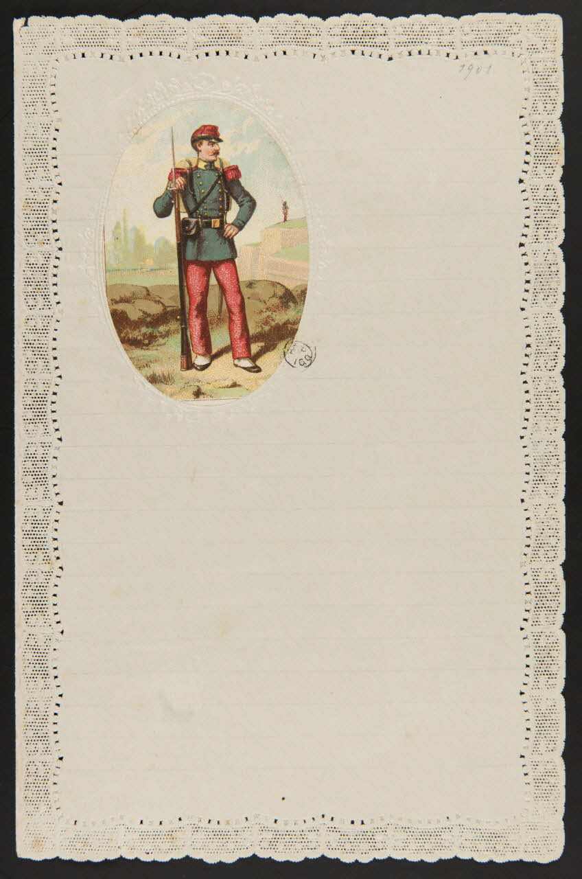 estampe Papier à lettre orné d'un médaillon montrant un soldat en poste 1960.66.349 Photo