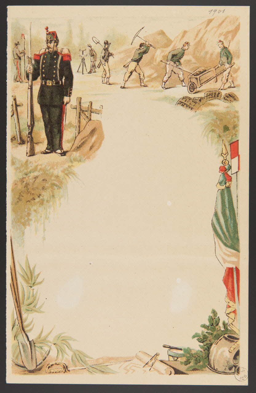 estampe Papier à lettre orné d'une scène militaire 1960.66.370 Photo