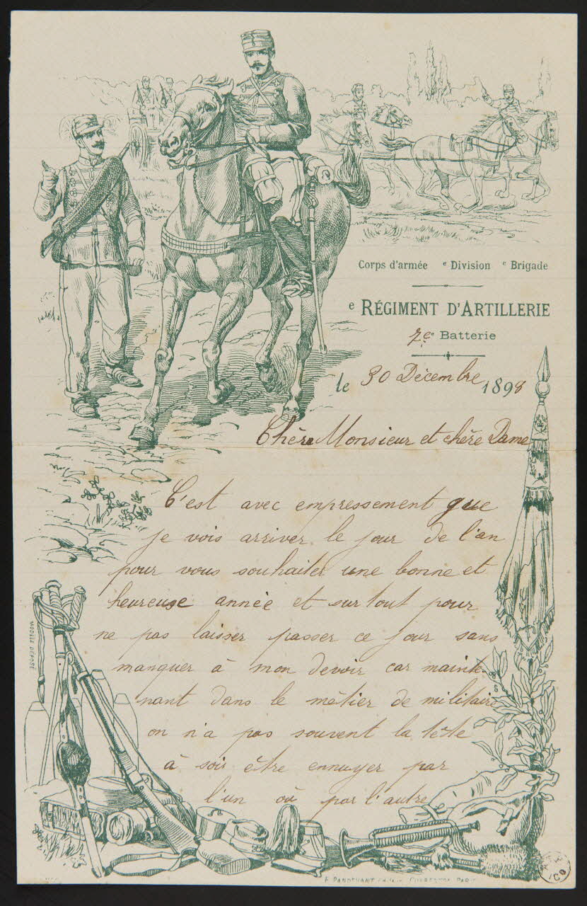 estampe Papier à lettre orné d'une scène militaire 1960.66.375 Photo