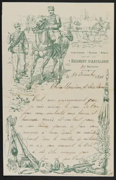 estampe Papier à lettre orné d'une scène militaire 1960.66.375 Photo