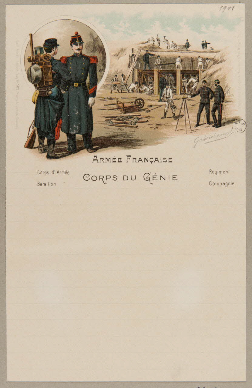 estampe ARMEE FRANCAISE  CORPS DU GENIE  Corps d'Armée  Bataillon  Regiment  Compagnie 1960.66.409 Photo
