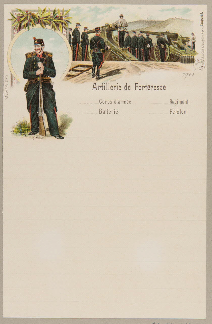 estampe Artillerie de Forteresse  Corps d'armée  Batterie  Regiment  Peloton 1960.66.411 Photo