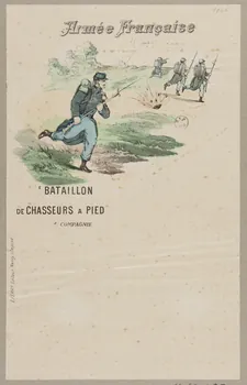 estampe Armée Française  BATAILLON  DE CHASSEUR A PIED 1960.66.423 Photo