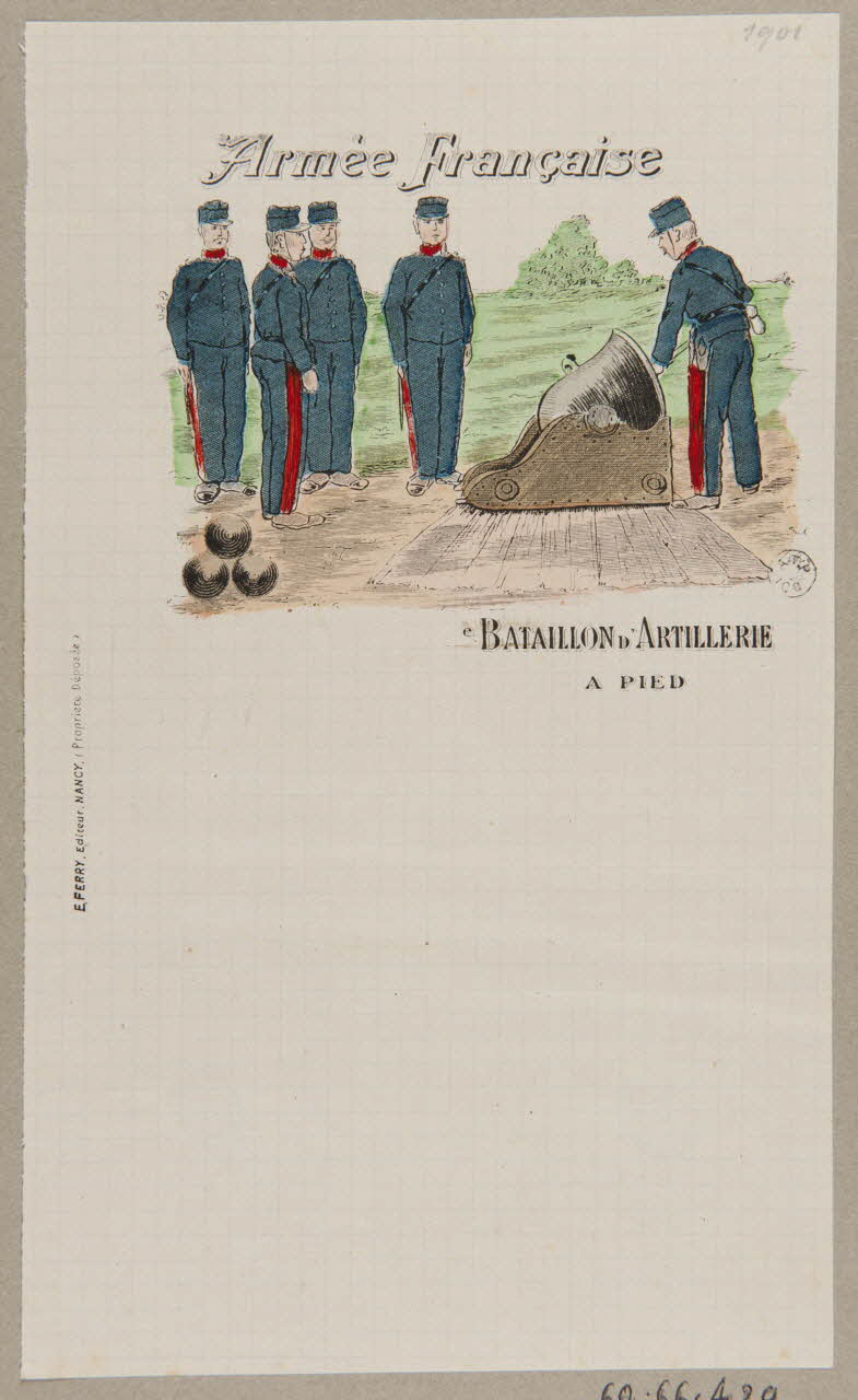 estampe BATAILLERON D'ARTILLERIE  A PIED 1960.66.429 Photo