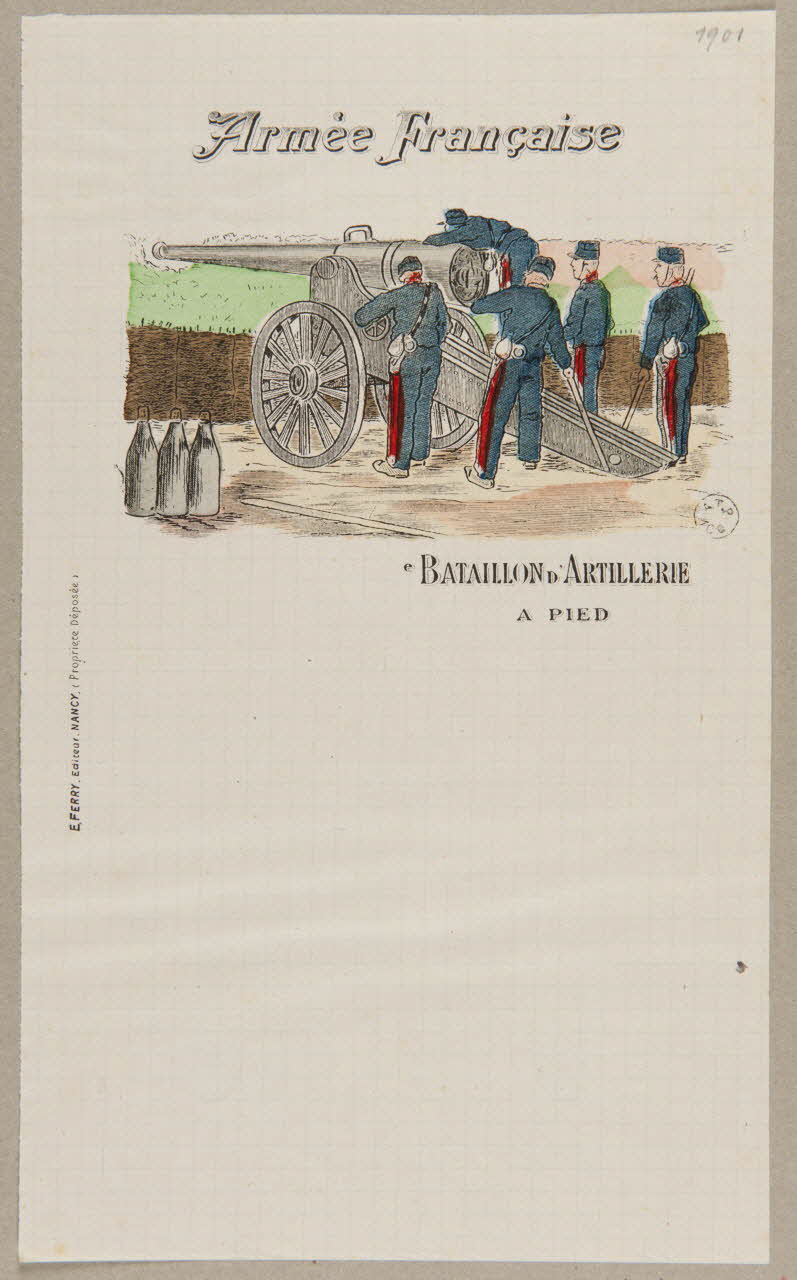 estampe Armée Française  BATAILLON D'ARTILLERIE  A PIED 1960.66.430 Photo