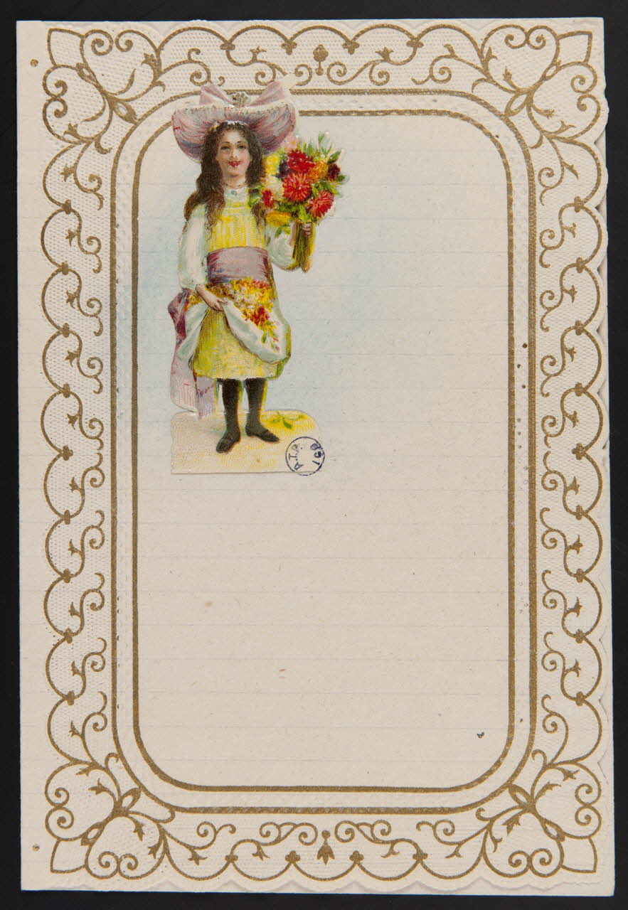 estampe Papier à lettre orné d'une fillette tenant un bouquet 1960.8.5 Photo
