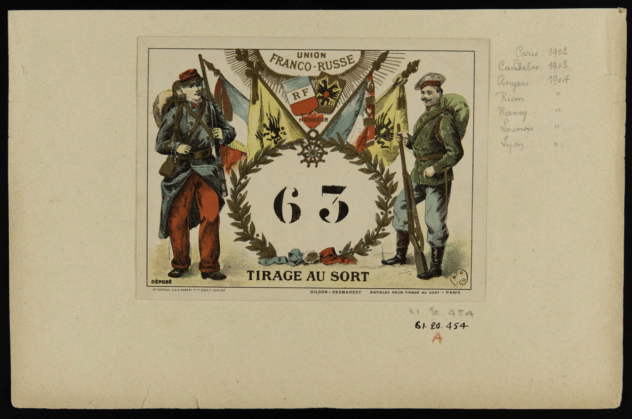 estampe UNION  FRANCO-RUSSE  TIRAGE AU SORT 1961.20.454 Photo