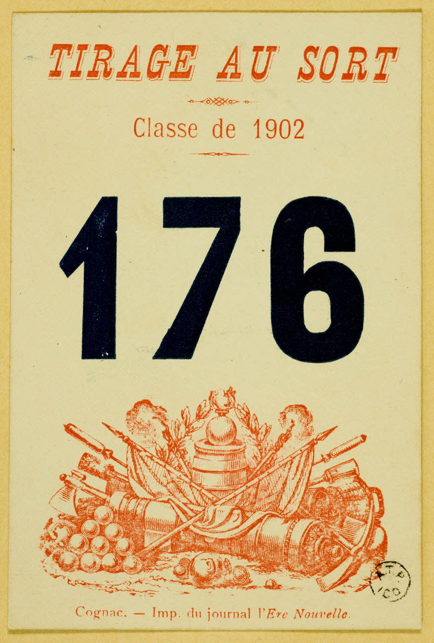 estampe TIRAGE AU SORT  Classe de 1902 1961.20.510 Photo