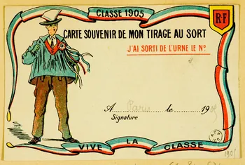 estampe CLASSE 1905  CARTE SOUVENIR DE MON TIRAGE AU SORT 1961.20.574 Photo