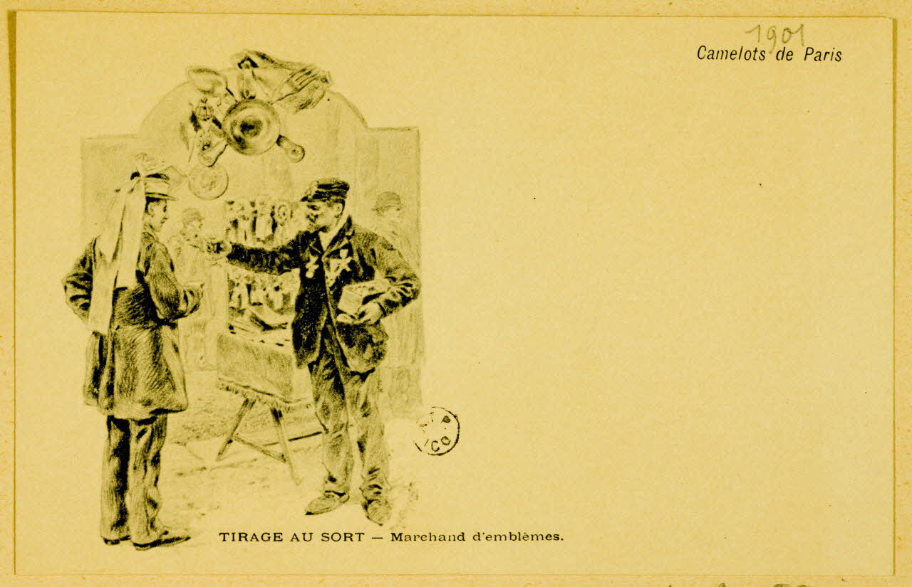 estampe TIRAGE AU SORT - Marchand d'emblèmes. 1961.20.590 Photo