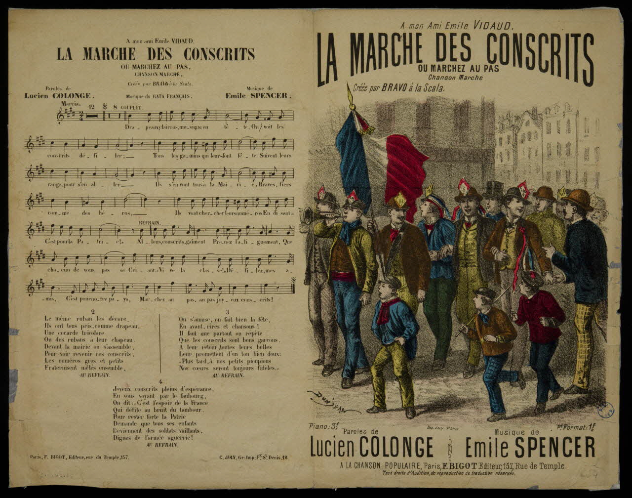 estampe LA MARCHE DES CONSCRITS  OU MARCHEZ AU PAS 1961.20.615 Photo