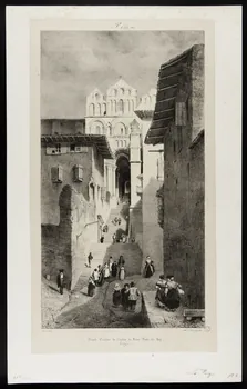 estampe Grand Escalier de l'Eglise de Notre-Dame-au-Puy.  Auvergne 1961.51.11 Photo