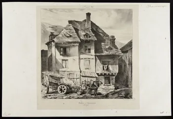 estampe Maisons à Chaubesaïgues.  Auvergne. 1961.51.15 Photo