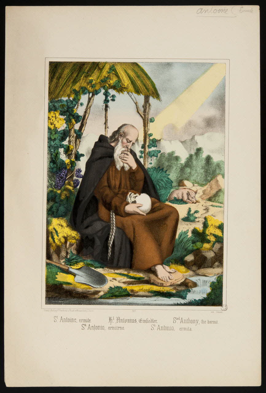estampe St. Antoine, ermite. St. Antonius, einsiedler. Sted. Anthony, the hermit.  Sn. Antonio, ermitano. So. Antonio, ermita 1961.66.102 Photo