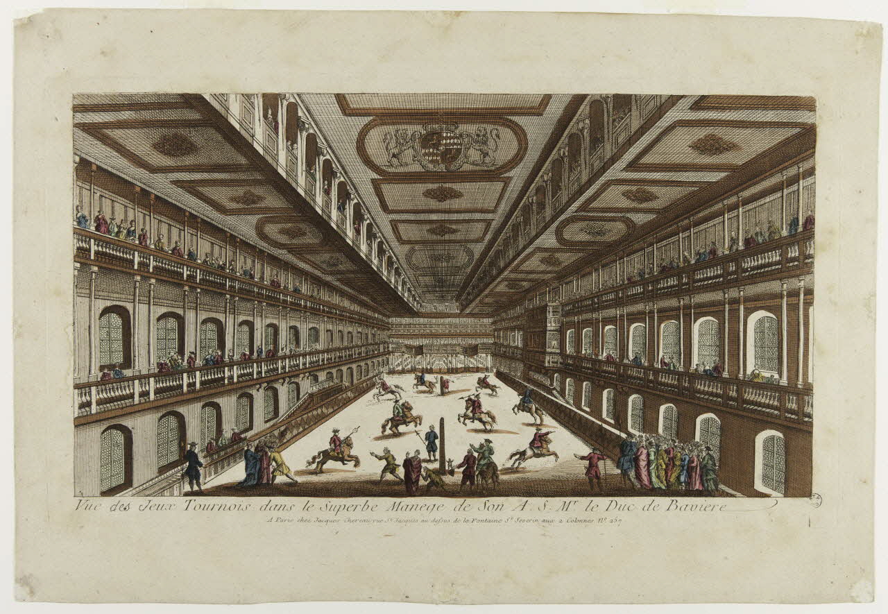 Jacques-François Chéreau imagerie ancienne Vue des Jeux Tournois dans le Superbe Manege de Son A. S. Mr. le Duc de Bavière Paris 1789 1961.66.169 Photo