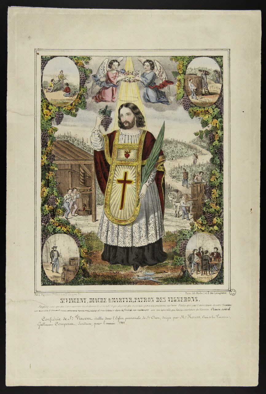 estampe St VINCENT, DIACRE & MARTYR, PATRON DES VIGNERONS. 1961.66.95 Photo