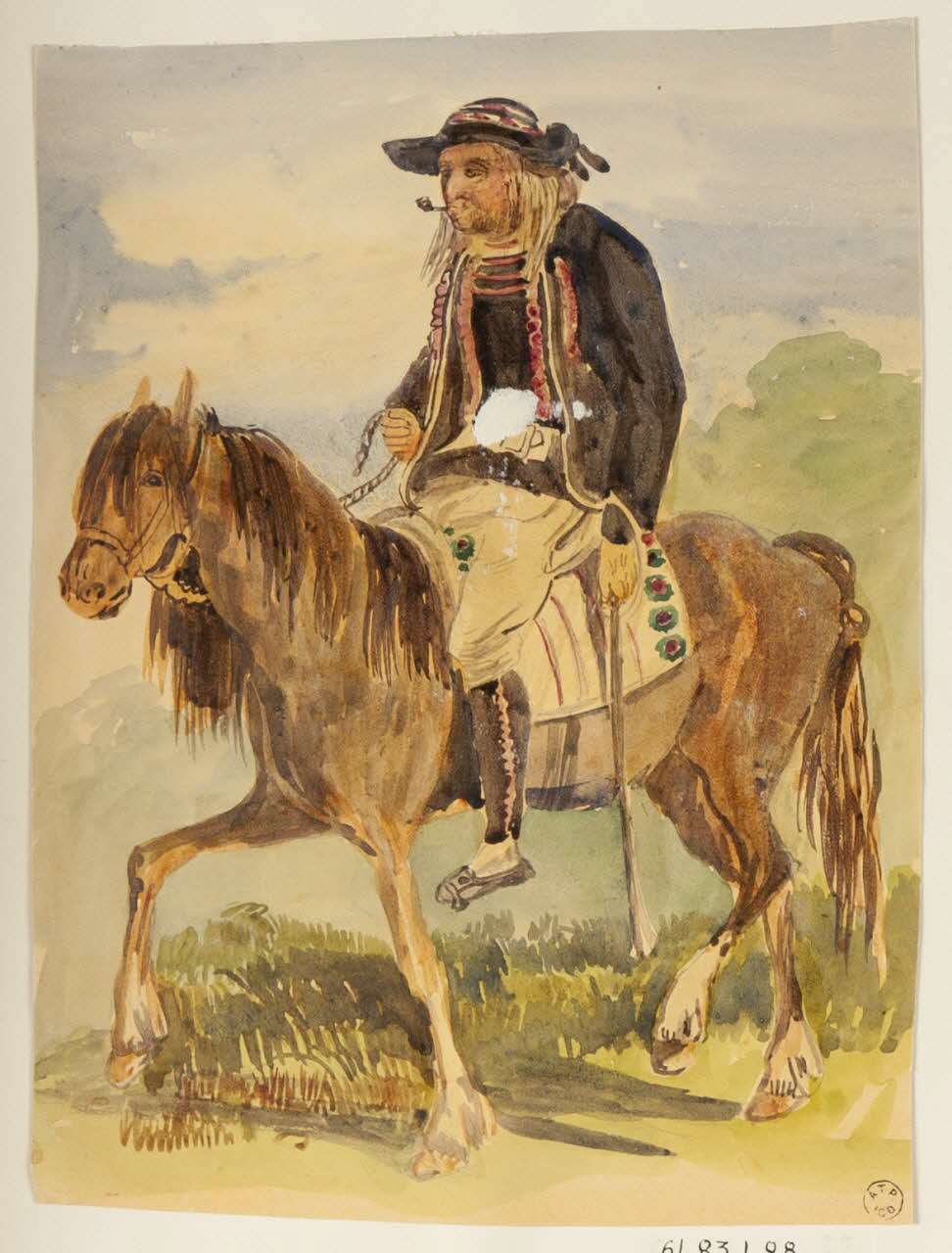 dessin Homme à cheval 1961.83.1.28 Photo