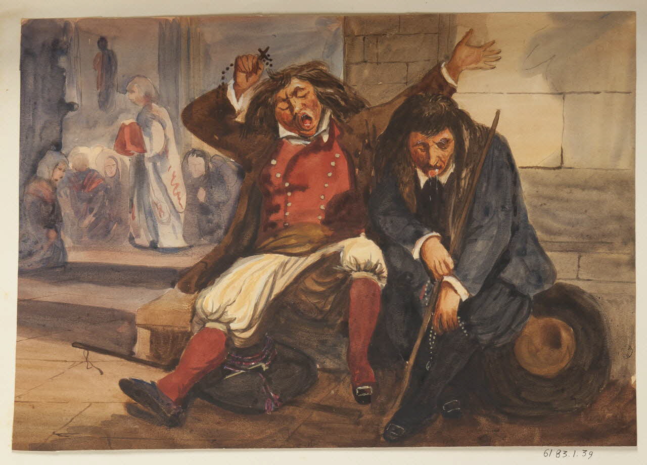 dessin Hommes ivres devant une église 1961.83.1.39 Photo