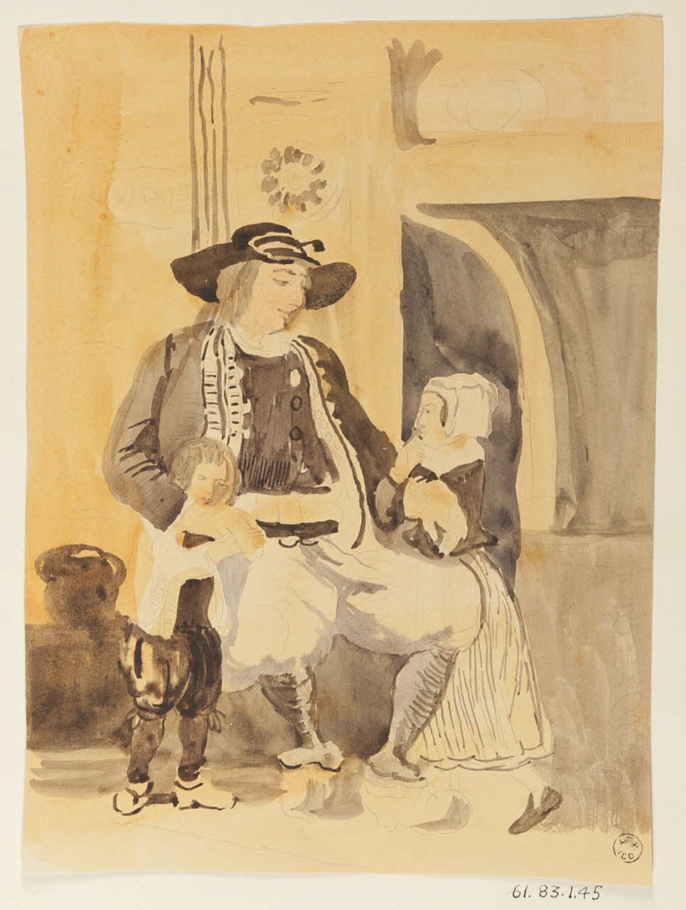 dessin Homme et ses deux enfants 1961.83.1.45 Photo