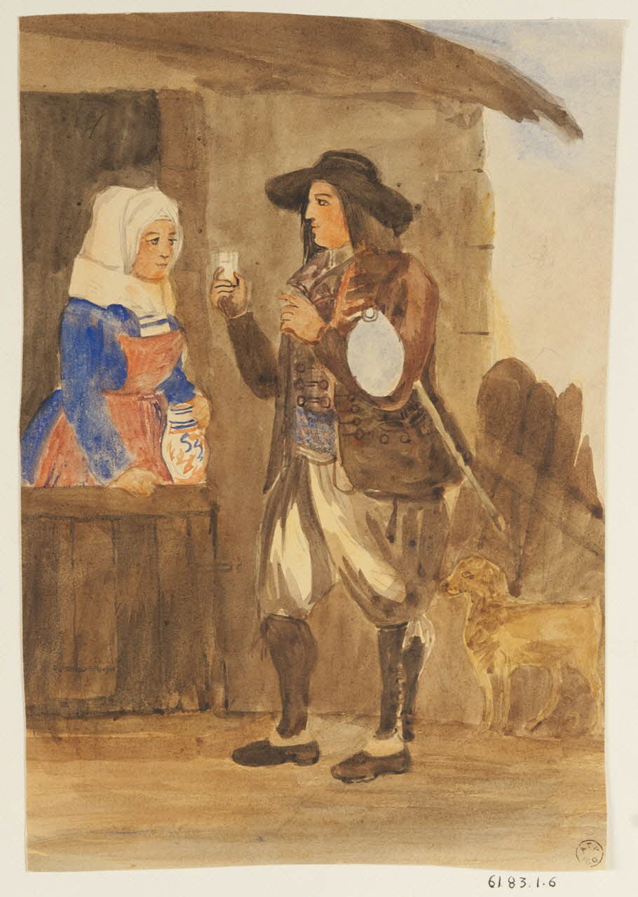 dessin Breton discutant avec une aubergiste 1961.83.1.6 Photo