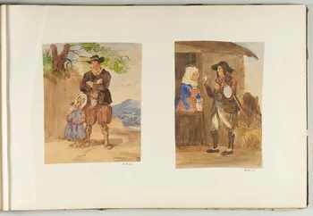 dessin Breton discutant avec une aubergiste 1961.83.1.6  Photo